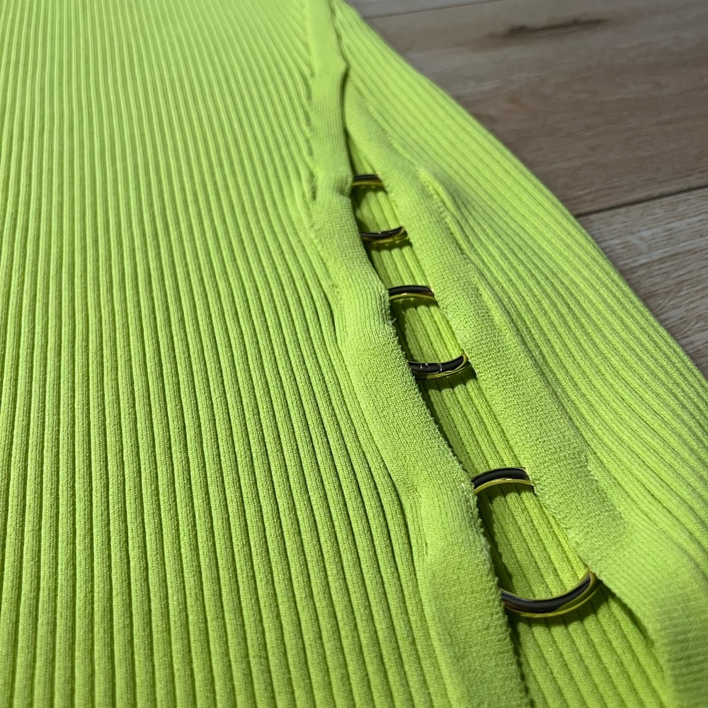 NWT - HOUSE OF HARLOW Lime Green Ribbed Sleeveless Bodycon Max - Picture 3 of 6